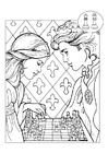 Bilder � fargelegge prins og prinsesse spiller sjakk